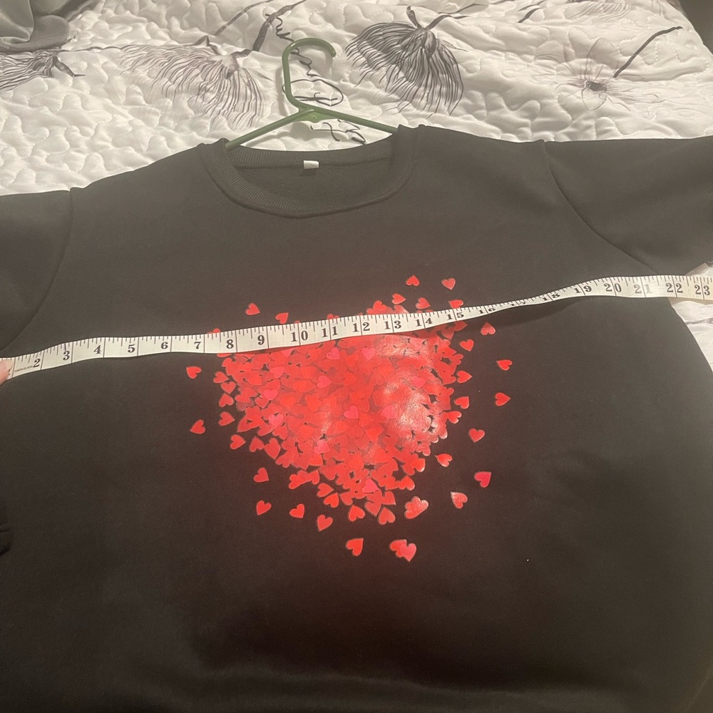 Black Sweatshirt with Red Heart Design - Picture 5 of 9
